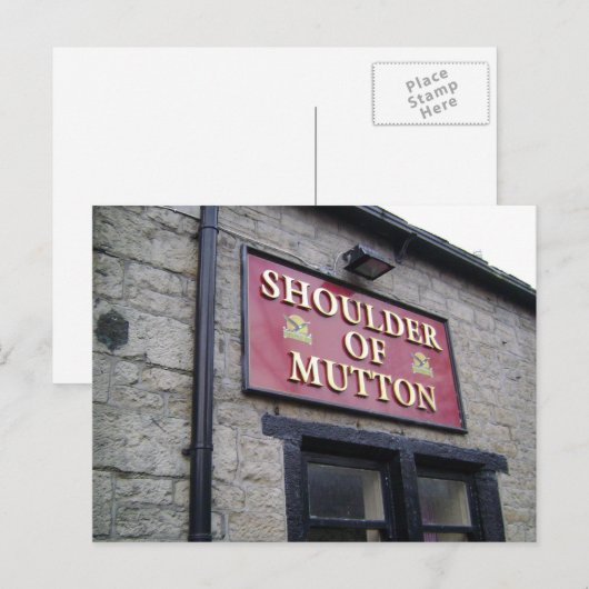 Schouder van Mutton Pub Sign Briefkaart (Voorkant / Achterkant)