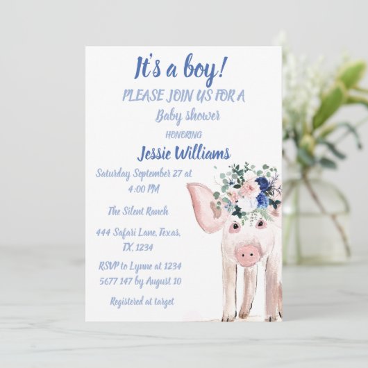 Schouderdieren Blauwe baby Kaart (Staand voorkant)