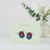 Schouderschoenen met schil in blauw en rood briefkaart (Staand voorkant)