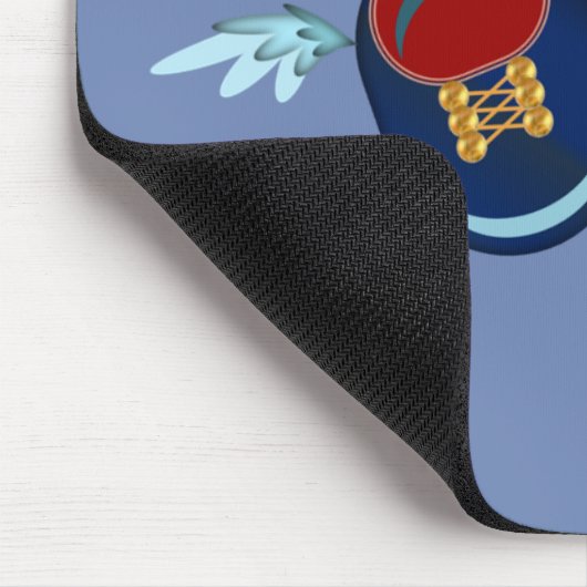 Schouderschoenen met schil in blauw en rood muismat (Hoek)