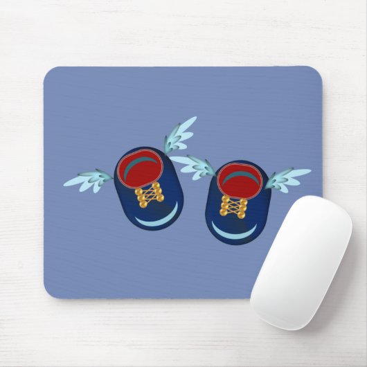 Schouderschoenen met schil in blauw en rood muismat (Met muis)