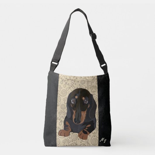 Schoudertas Dachshund Puppy Hond Crossbody Tas (Voorkant)