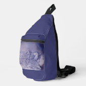 Schoudertas -  Dravende paarden op blauw Sling Bag (Rechterhoek)