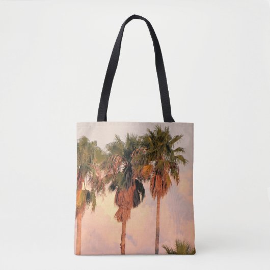 Schoudertas Drie Palmboom Zonsondergang Tote Bag (Voorkant)