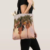 Schoudertas Drie Palmboom Zonsondergang Tote Bag (Dichtbij)