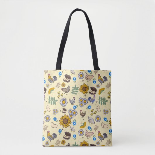 Schoudertas in achtertuin kippenhok tote bag (Voorkant)