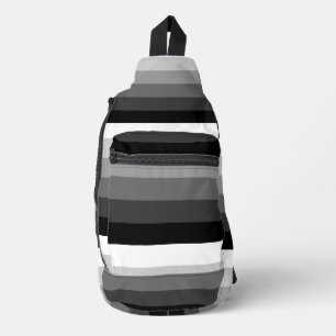 Schoudertas - Zwart Wit Grijs Strepen Sling Bag