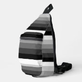 Schoudertas - Zwart Wit Grijs Strepen Sling Bag (Rechterhoek)