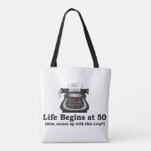 Schoudertassen 'Leven begint bij 50' Tote Bag (Achterkant)