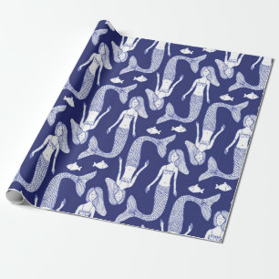 Schouderzeemeermin en vispatroon in  vorm;  cadeaupapier