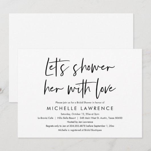 Schower met liefde, modern Casual Vrijgezellenfees Kaart (Voorkant / Achterkant)