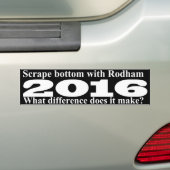 Schraapbodem met Rodham Bumpersticker (Op auto)