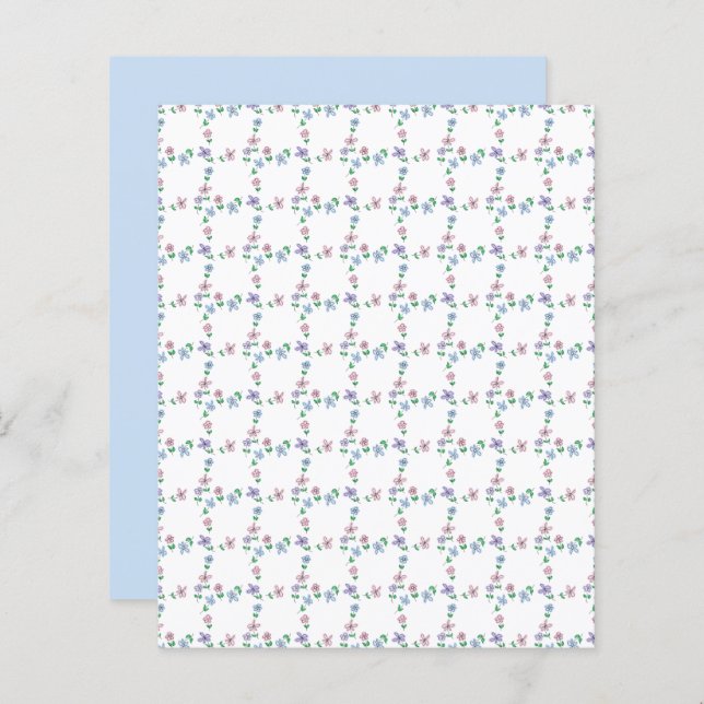 Schraappapier voor pastaelblauw roze bloemraster (Voorkant / Achterkant)