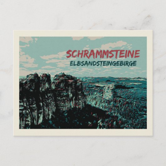 Schrammsteine, Elbe Sandstone Mountains Briefkaart (Voorkant)
