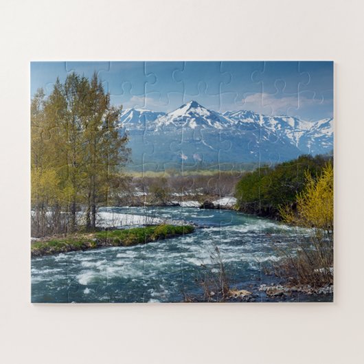 Schrander van de lentegarged berg legpuzzel (Horizontaal)