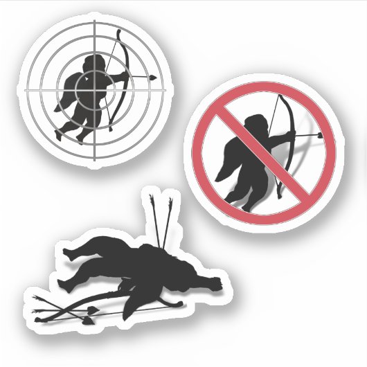 Schrapboek Cupido Anti Valentijnsdag Sticker (Voorkant)