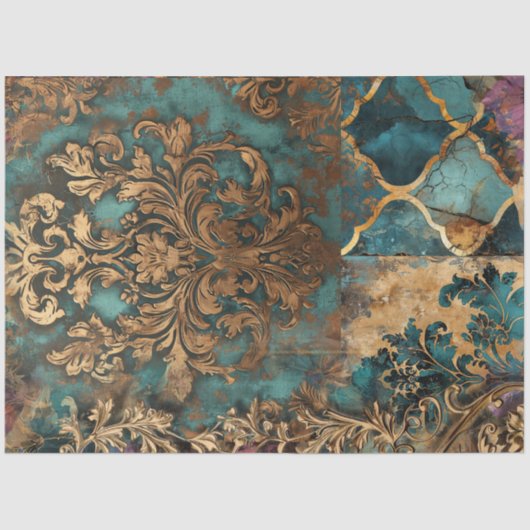 Schrapboek Damast Collage Patina Tissuepapier (Voorkant)
