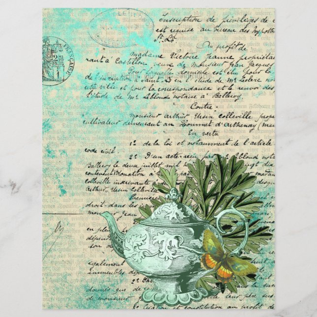  Schrapboekpapier voor theepot en ephemera (Voorkant)