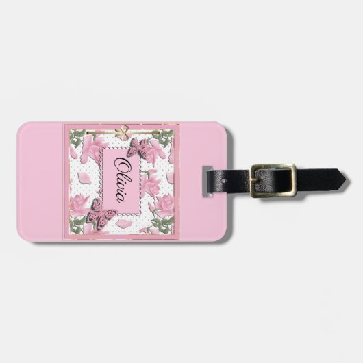 Schrapboekroze Bagagelabel (Voorkant horizontaal)