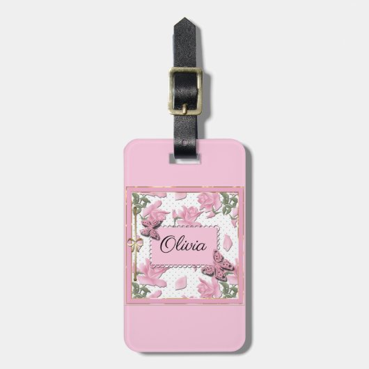 Schrapboekroze Bagagelabel (Voorkant verticaal)