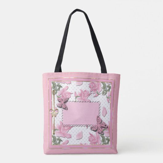 Schrapboekroze Tote Bag (Achterkant)