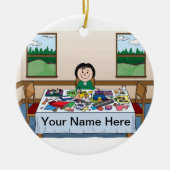 Schraplaarbak - Vrouw Keramisch Ornament (Voorkant)