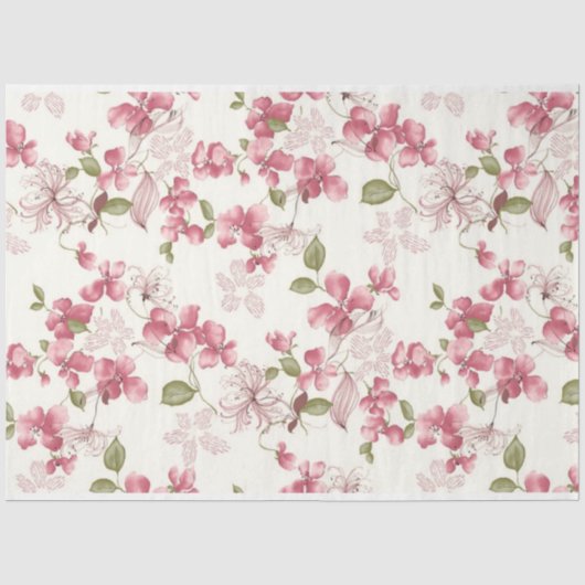 Schrappend roze Floral Reeks Ontwerp 1 Tissuepapier (Voorkant)