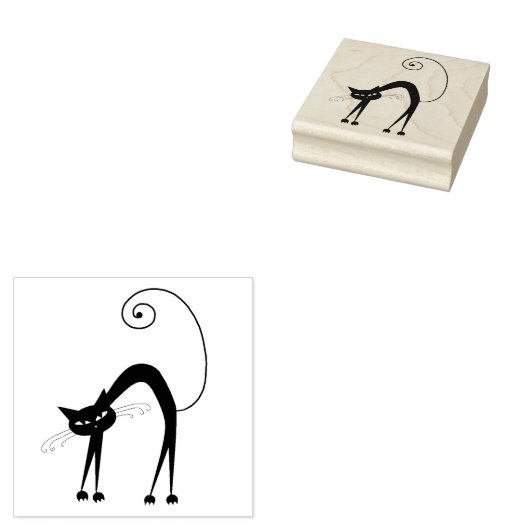 Schrappend zwart Kat Aangepaste rubberen stempel (Gestempeld)