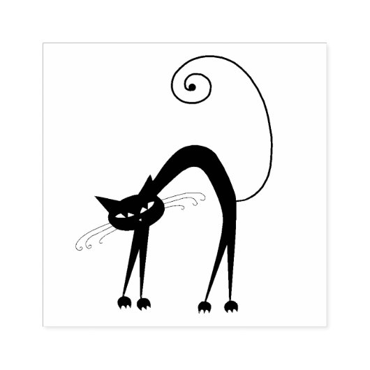 Schrappend zwart Kat Aangepaste rubberen stempel (Afrduk)