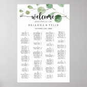 Schrappende Eucalyptus Alfabetical Seating Chart Poster (Voorkant)