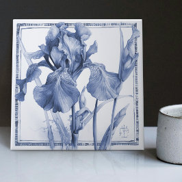 Schrapping Blue Iris Wall Decor Art Nouveau Waterv Tegeltje