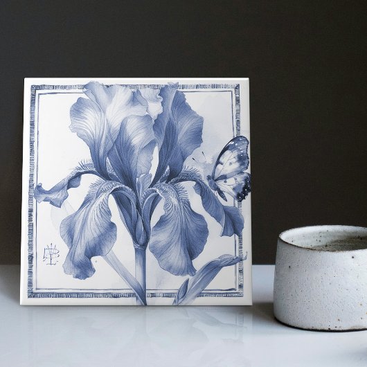 Schrapping Blue Iris Wall Decor Art Nouveau Waterv Tegeltje