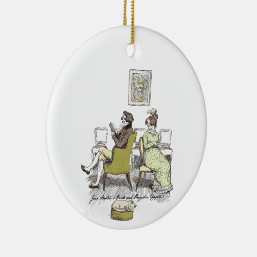 Schrapping in Vexing Jane Austen Pride en Prejudic Keramisch Ornament (Rechts)