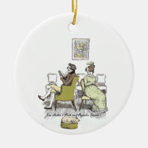 Schrapping in Vexing Jane Austen Pride en Prejudic Keramisch Ornament