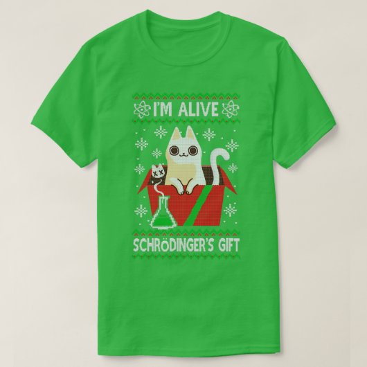 Schrdingers Gift Ugly KerstSweater Science T-shirt (Design voorkant)