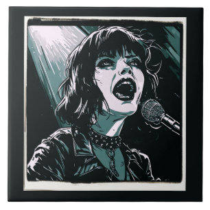 Schreeuw het hardop Punk Rocker Retro Vintage Stij Tegeltje