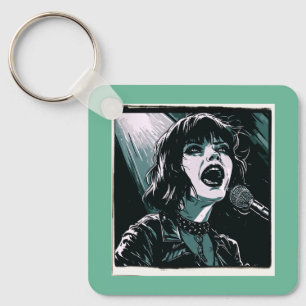 Schreeuw het hardop Punk Rocker Retro Vintage Turk Sleutelhanger