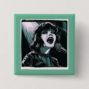 Schreeuw het hardop Punk Rocker Retro Vintage Turk Vierkante Button 5,1 Cm