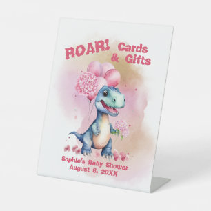 Schreeuw! Het is een meisje T-Rex dinosaurus Kaart Reclamebord Met Voetstuk