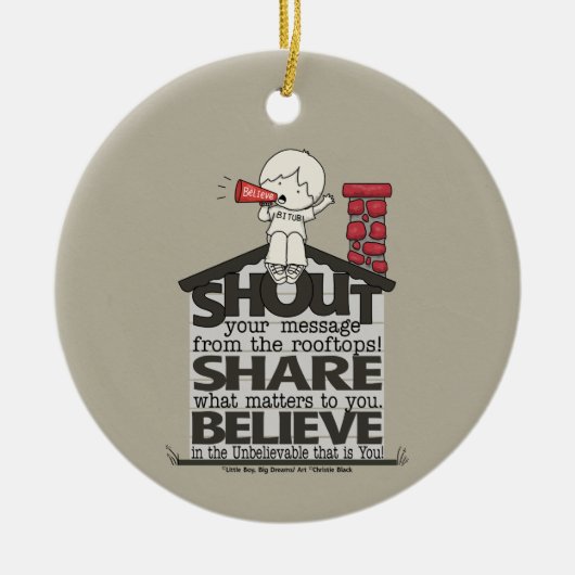 Schreeuw het van de daken keramisch ornament (Voorkant)