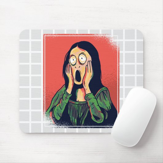 Schreeuw Mona Lisa Parodie Grid Muismat (Met muis)