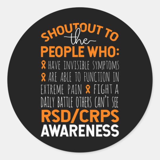 Schreeuw naar de mensen CRPS Awareness Ronde Sticker (Voorkant)