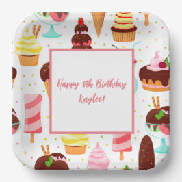 Schreeuw om ijs meisjes zoet lief verjaardagsfeest papieren bordje