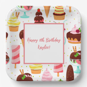 Schreeuw om ijs meisjes zoet lief verjaardagsfeest papieren bordje