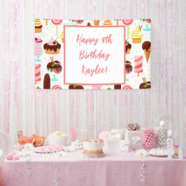 Schreeuw om Ijs Meisjes Zoete Cute Verjaardag Spandoek