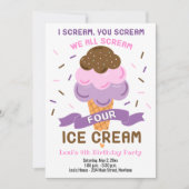 Schreeuw Vier Ice Cream Meisje 4e Verjaardag Kaart (Voorkant)