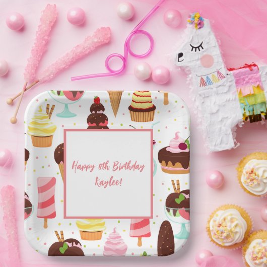 Schreeuw voor Ice Cream Meisjes Lief Schattig Verj Papieren Bordje (Feest)