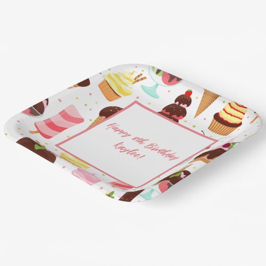 Schreeuw voor Ice Cream Meisjes Lief Schattig Verj Papieren Bordje (Gebogen)