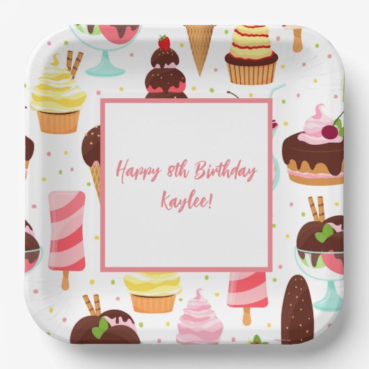 Schreeuw voor Ice Cream Meisjes Lief Schattig Verj Papieren Bordje (Voorkant)