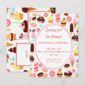 Schreeuw voor Ice Cream Meisjes Lief Schattig Verj Uitnodiging Briefkaart (Voorkant / Achterkant)